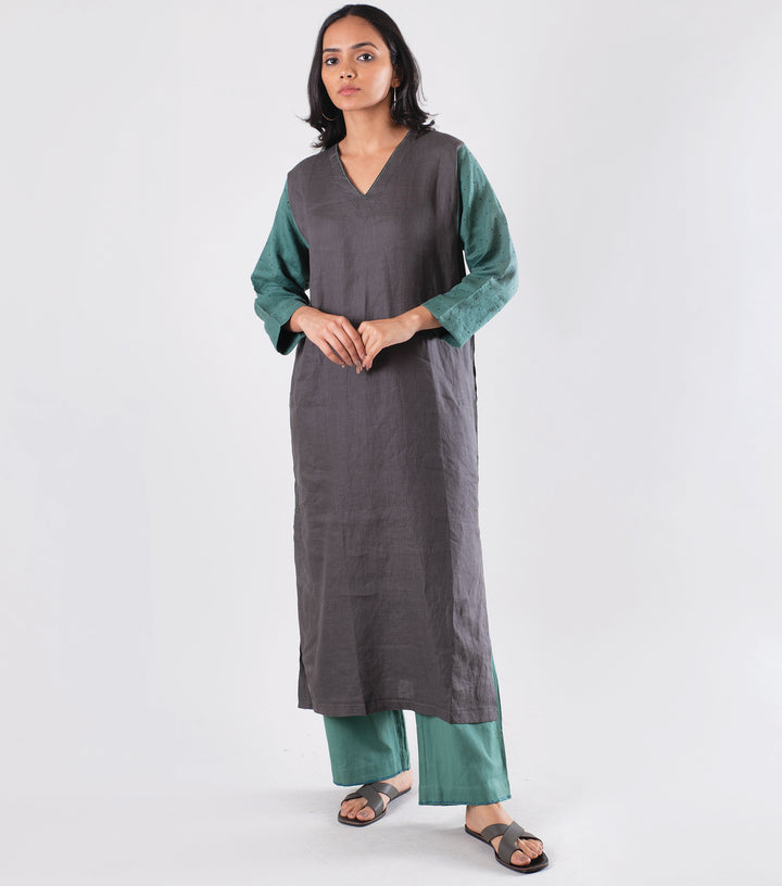 Grey Linen kurta