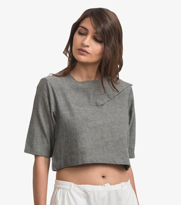 Grey Khadi Crop Top