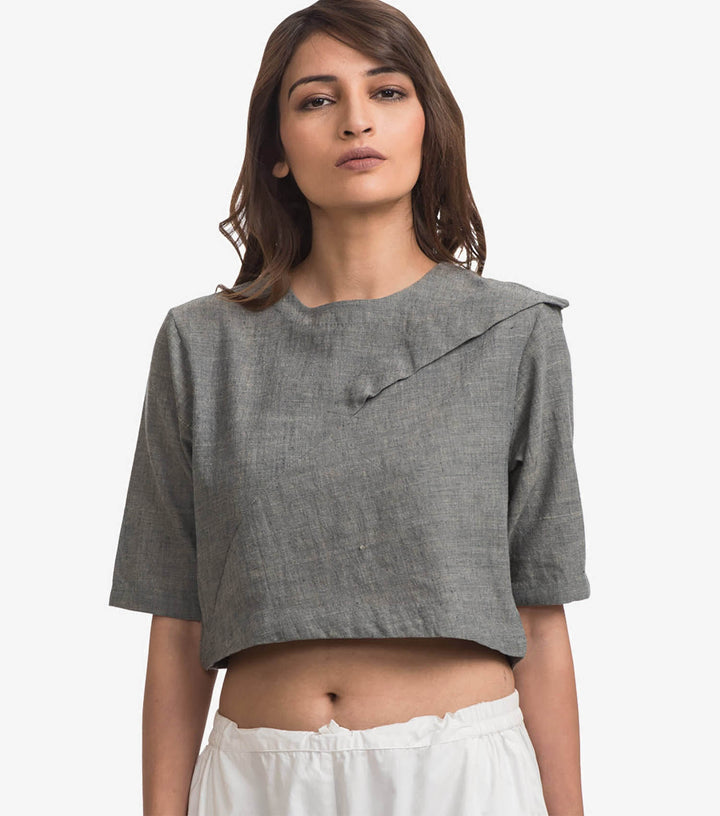 Grey Khadi Crop Top