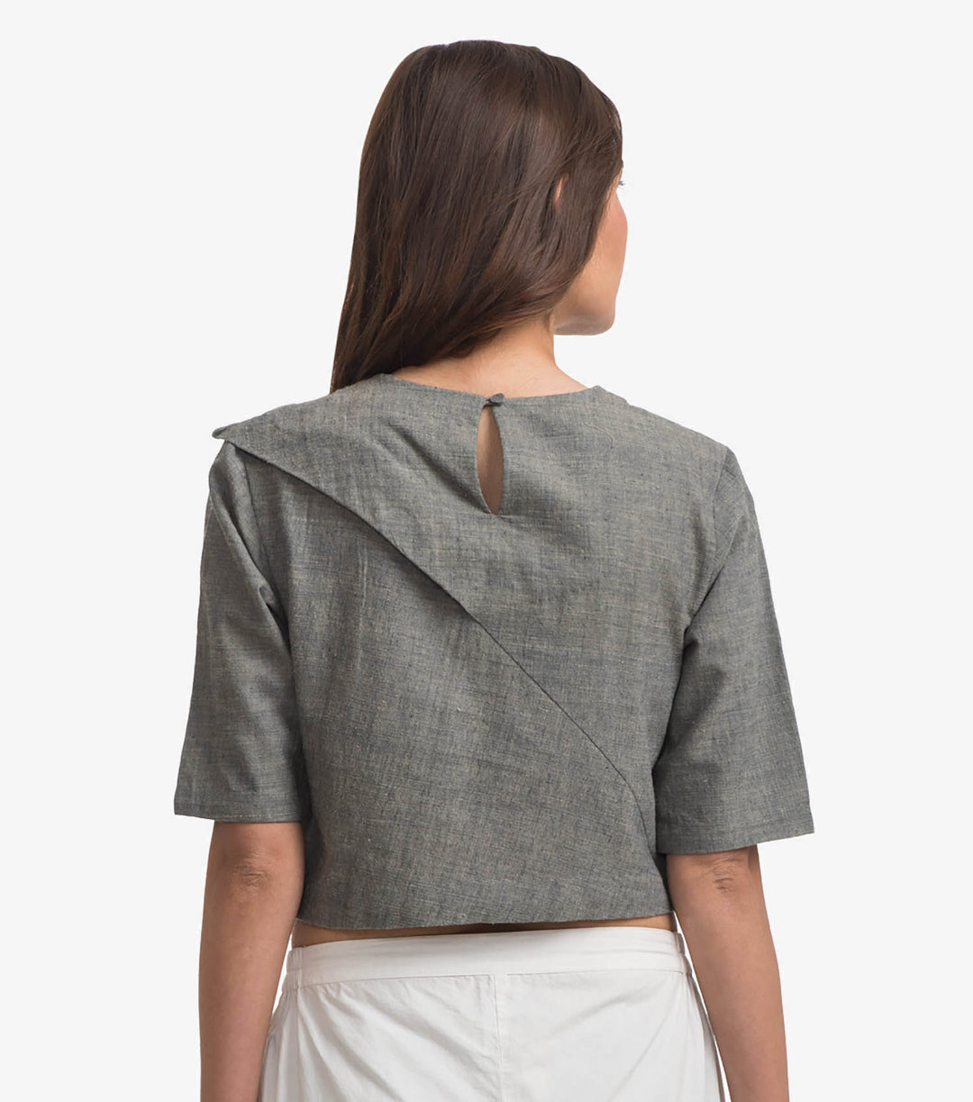 Grey Khadi Crop Top