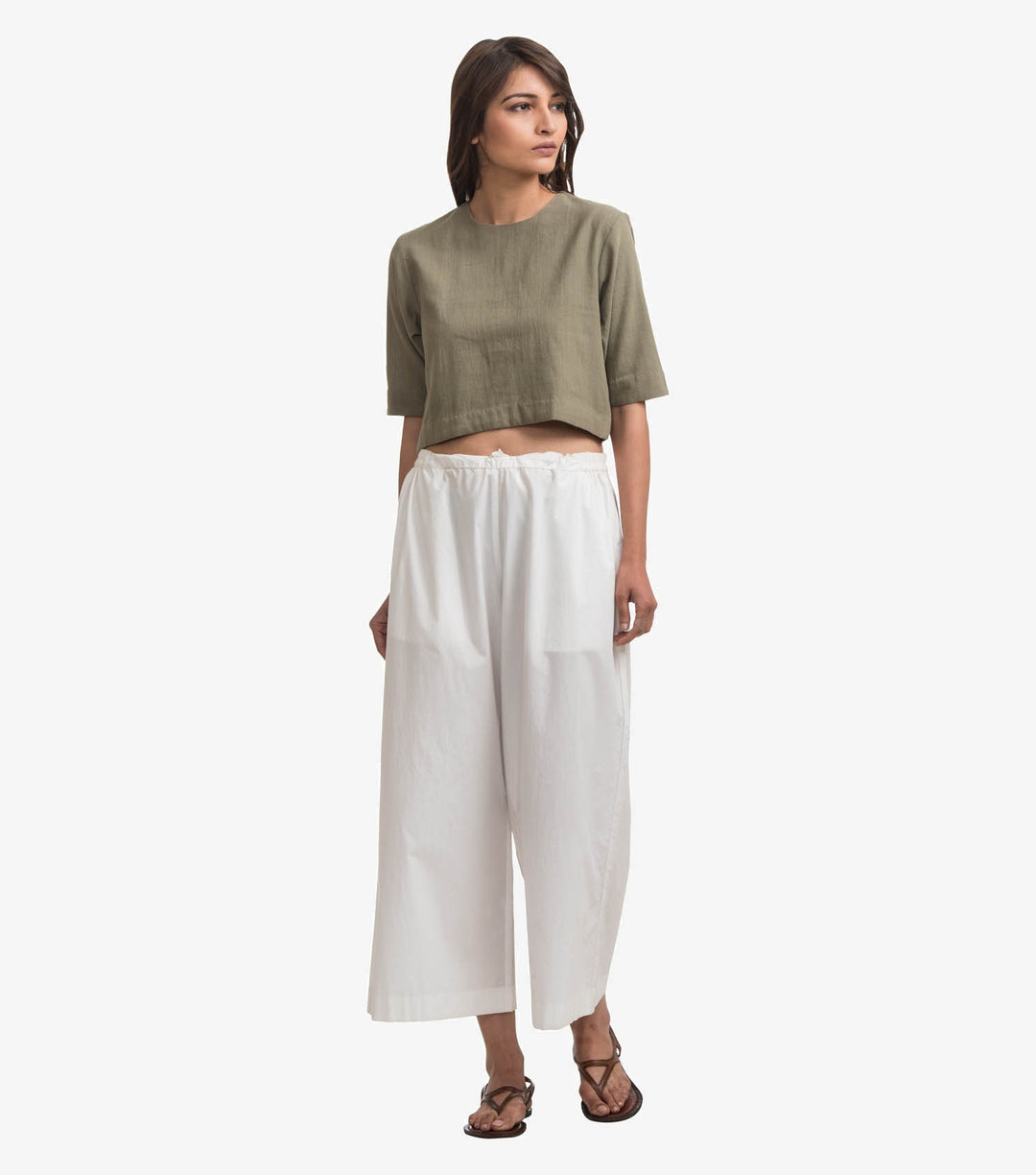 Moss Green Khadi Crop Top