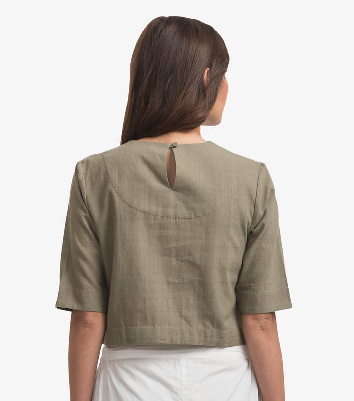 Moss Green Khadi Crop Top