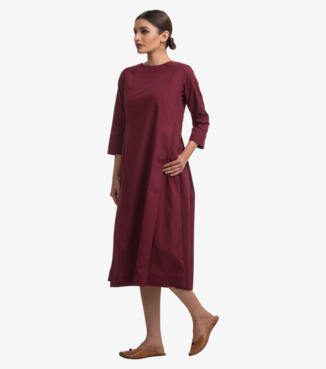 Cranberry solid cotton dress