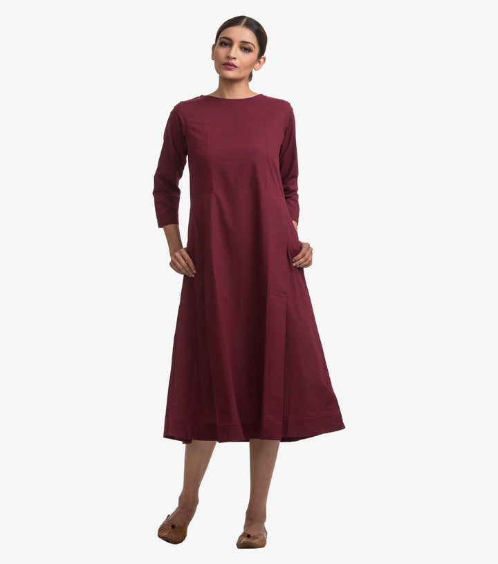 Cranberry solid cotton dress