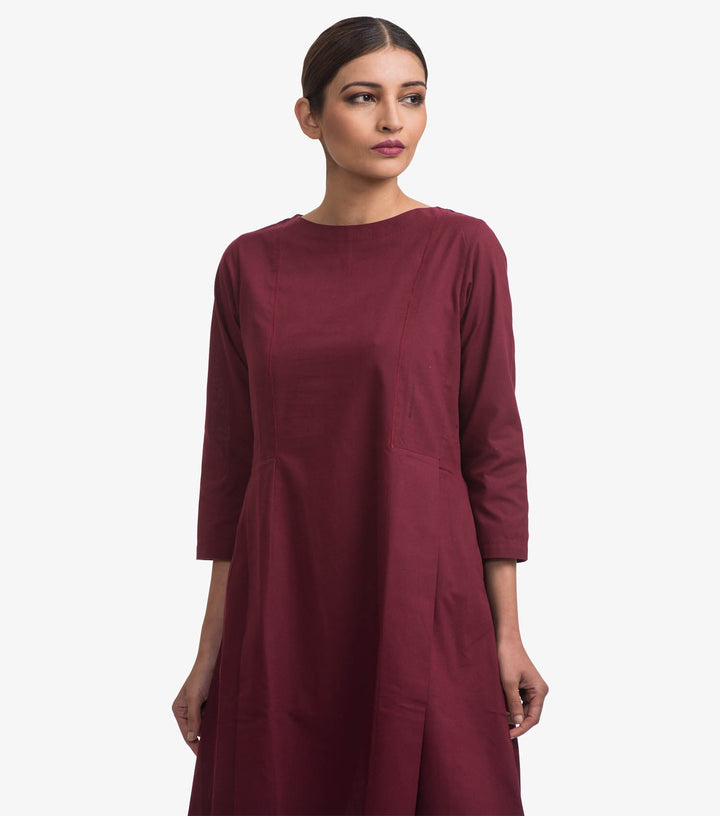 Cranberry solid cotton dress