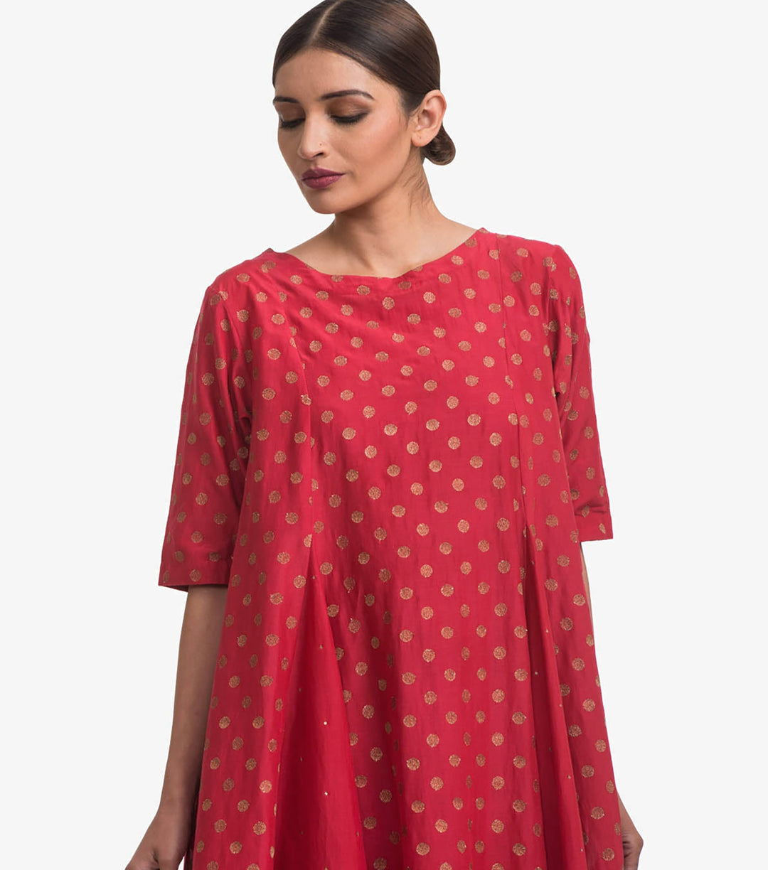 Pink Embroidered Paneled Kurta