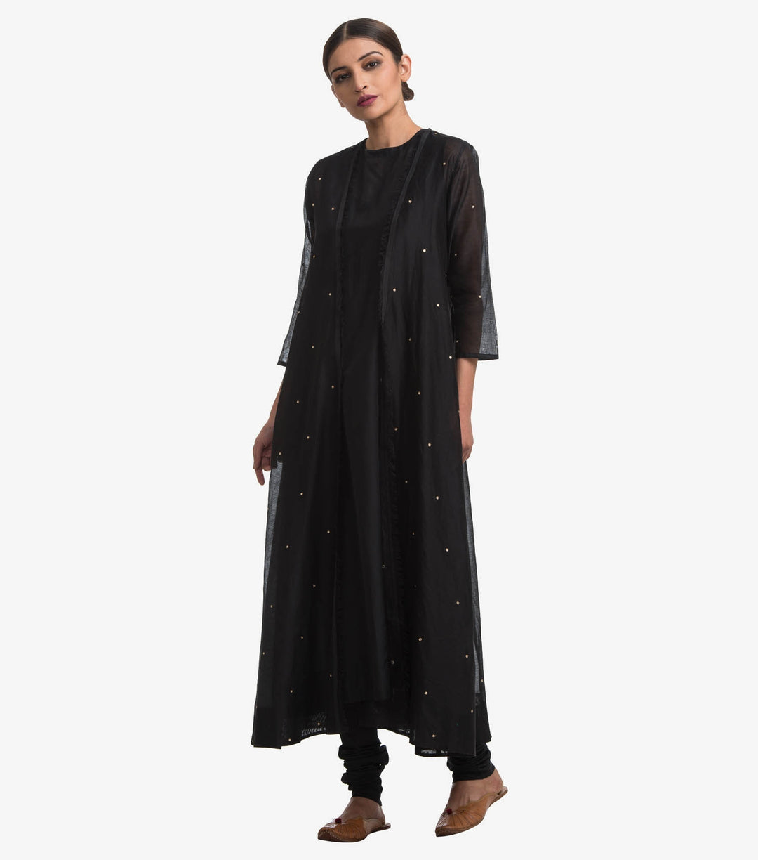 Black embroidered chanderi cape