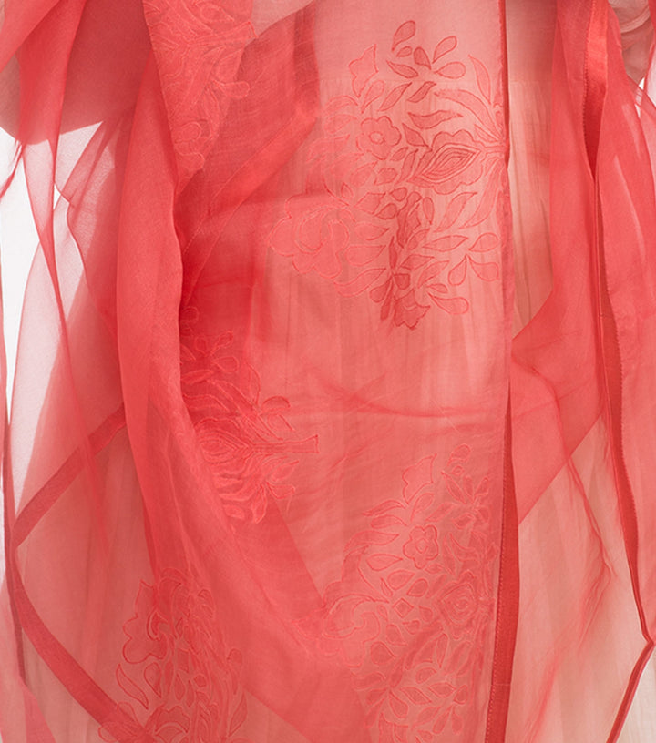 Coral Organza Dupatta