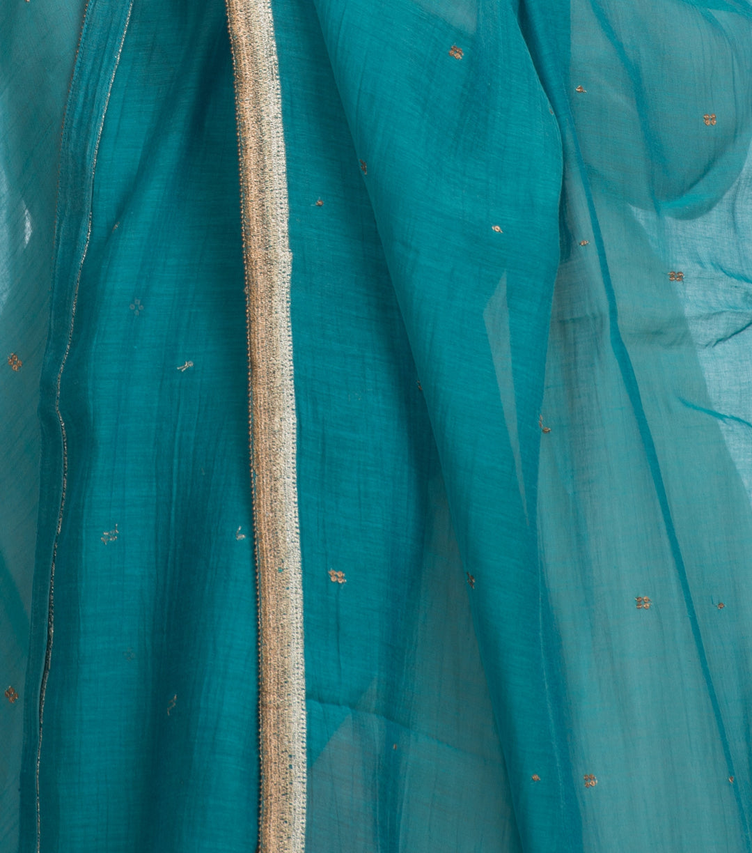 Teal Cotton silk embroidered dupatta