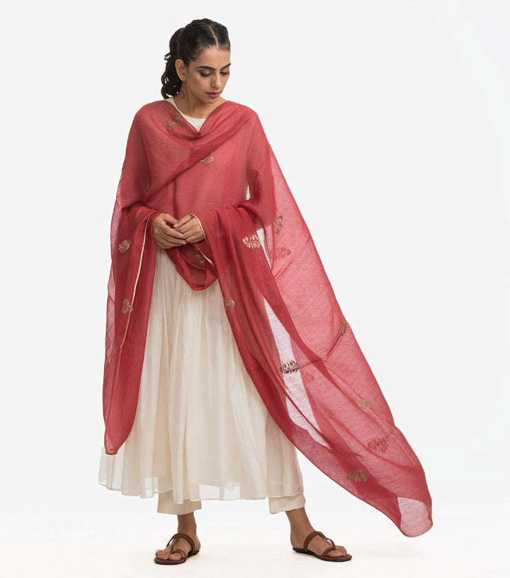 Maroon Chanderi Dupatta