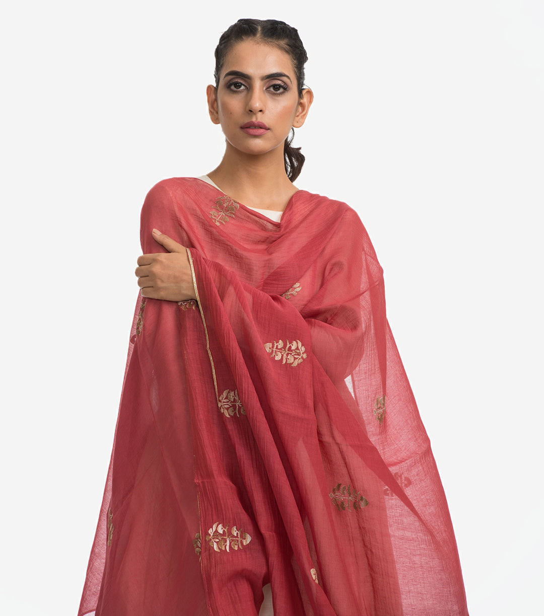 Maroon Chanderi Dupatta