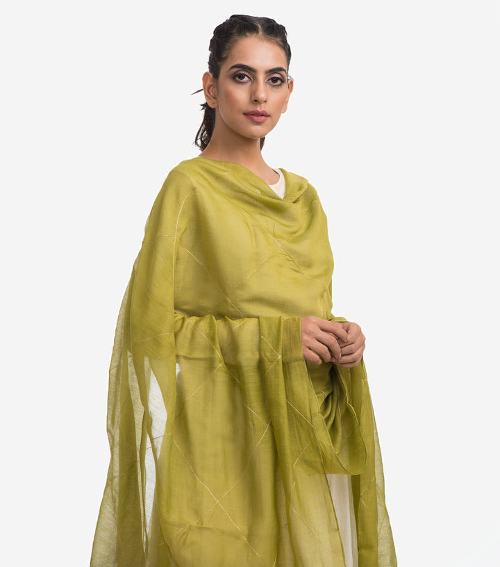 Green chanderi dupatta