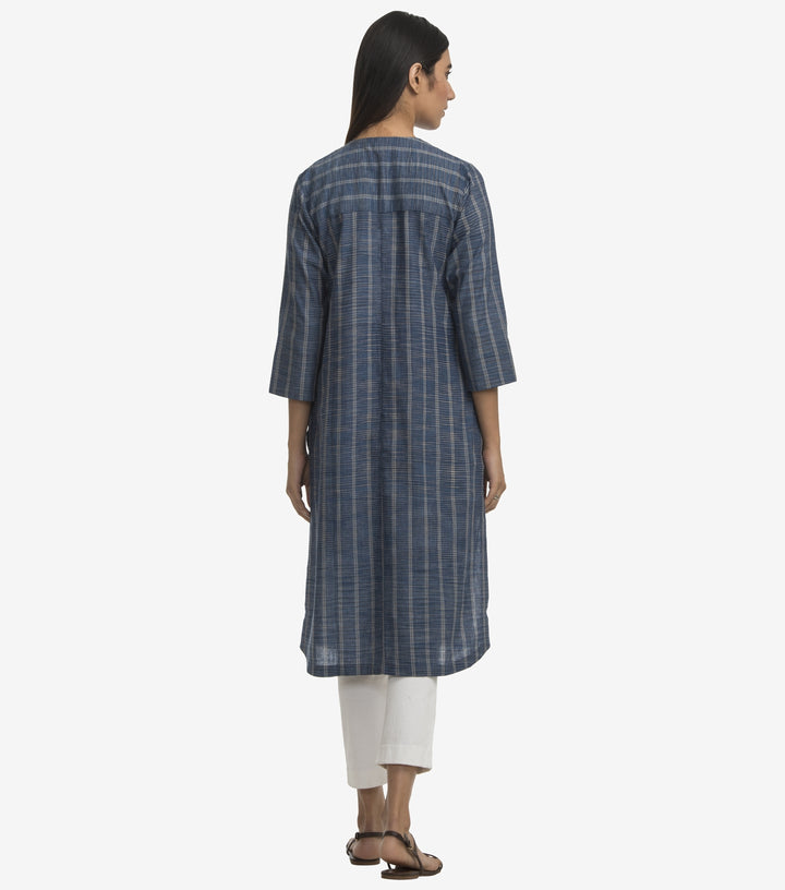 Blue cotton striped kurta