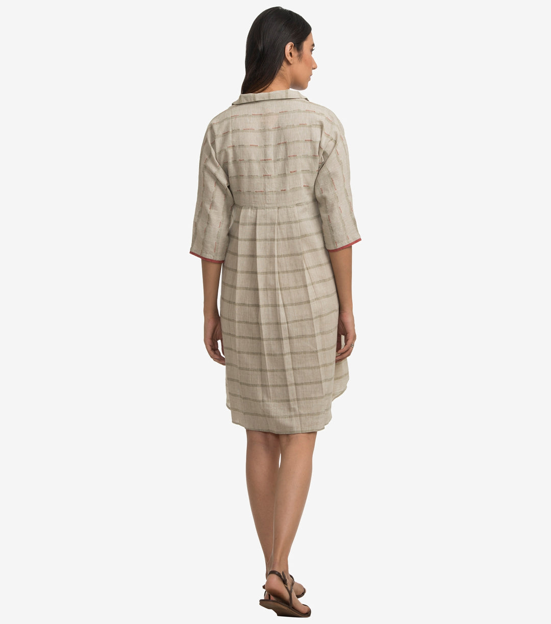 Beige khadi shirt dress