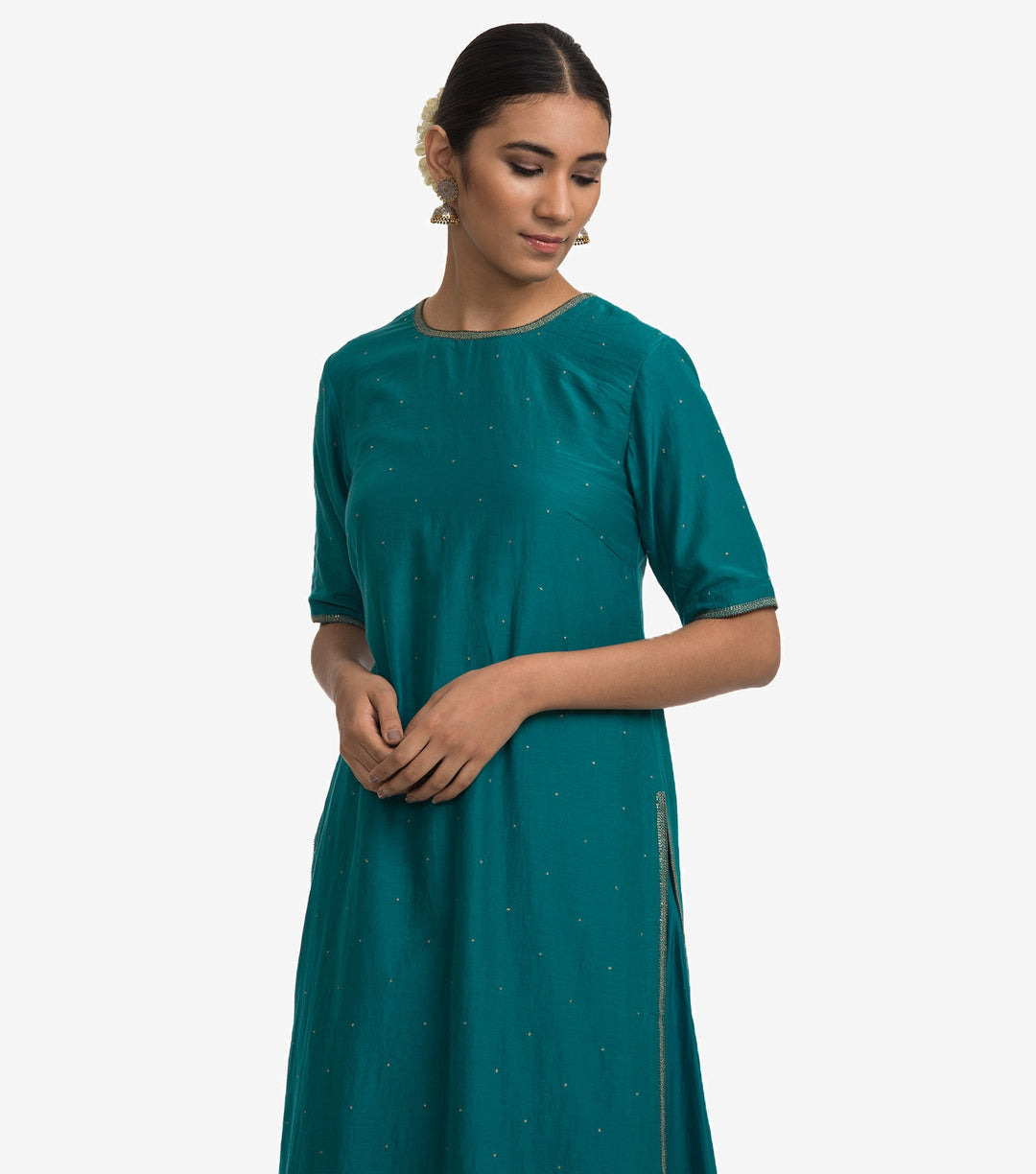 Green cotton silk kurta sharara set