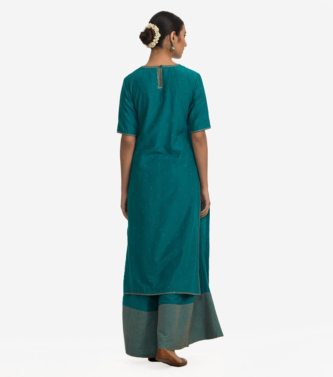 Green cotton silk kurta sharara set