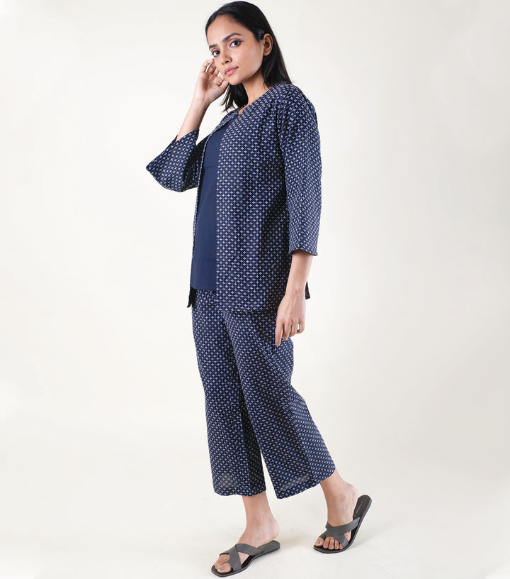 Navy Blue Cotton Woven Co-ord sets