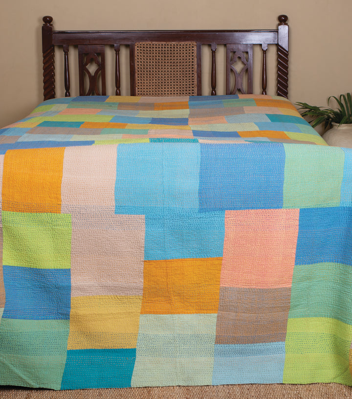 Multicolor Kantha Cotton Bedcover