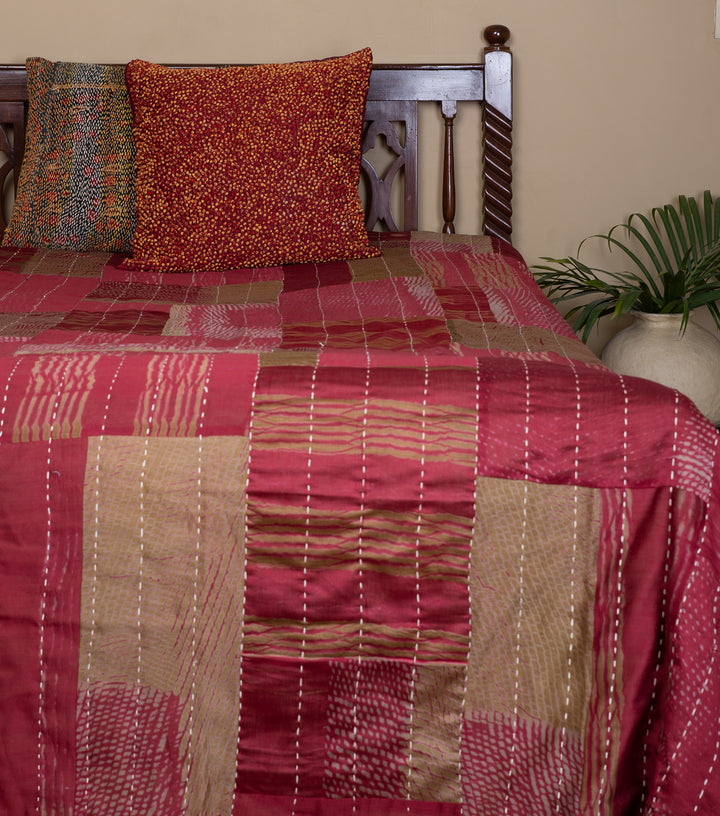 Maroon Silk Bedcover