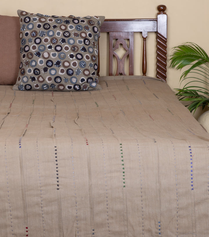 Beige Khadi Bedcover