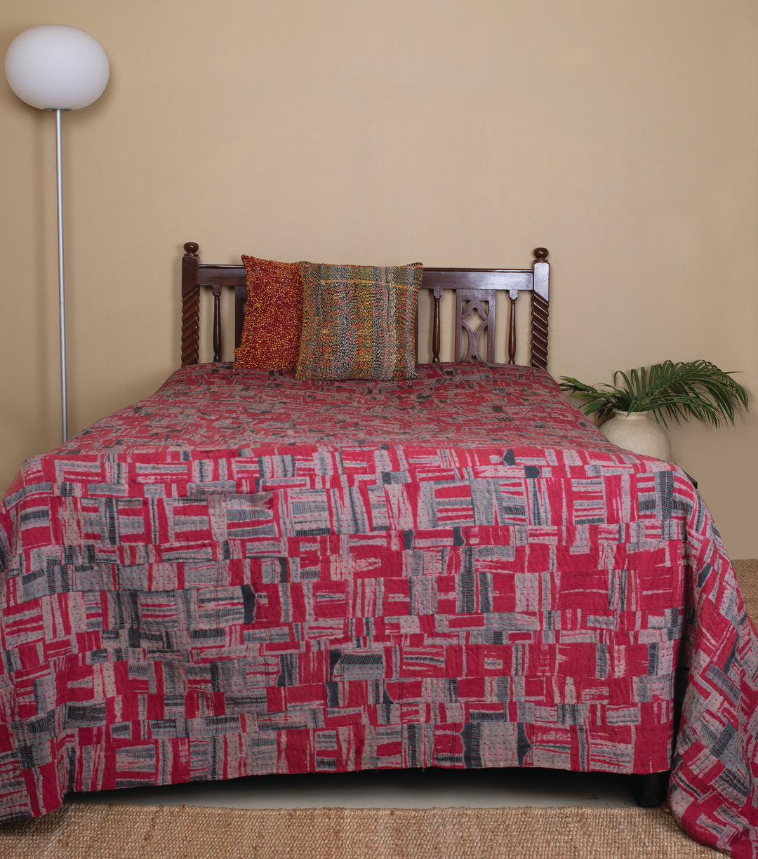 Red Khadi Bedcover