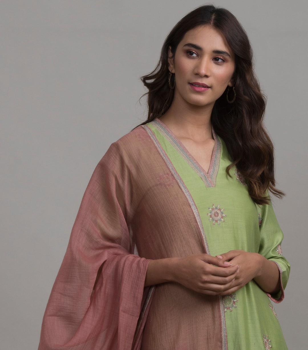 Pink chanderi Embroidered Chanderi Dupatta