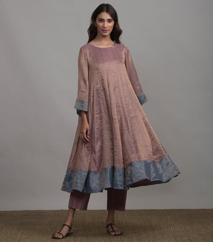 Mauve Tissue Kurta & Palazzo Pants Set