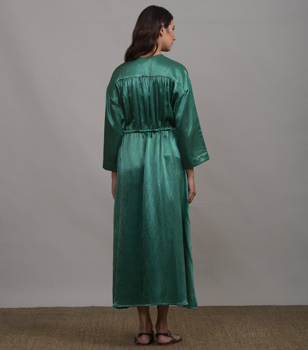 Green Mashru Silk Kaftan