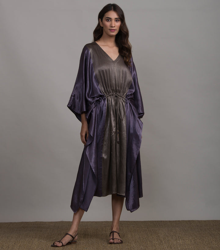 Mauve & Steel Grey mashru silk kaftan