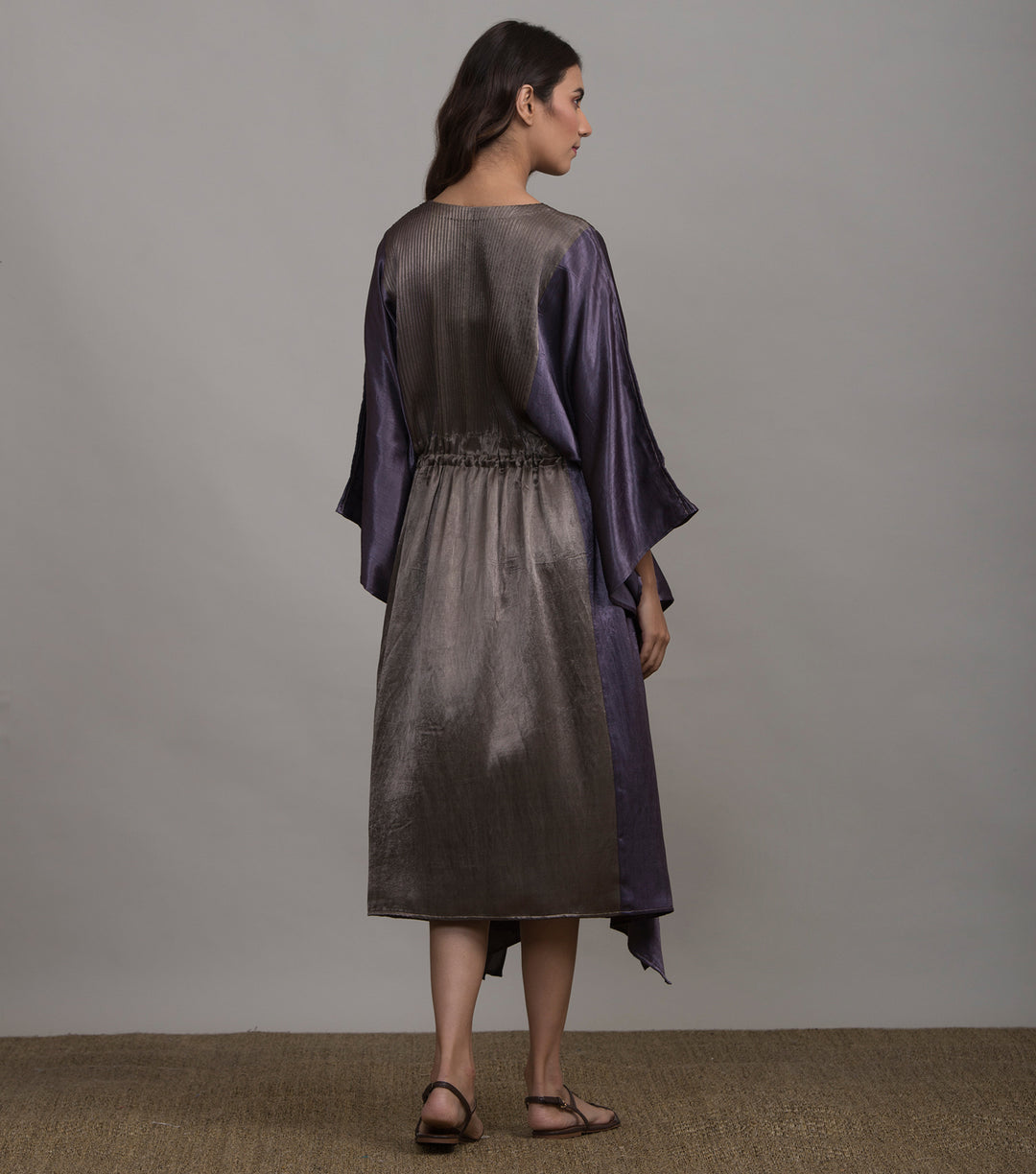 Mauve & Steel Grey mashru silk kaftan