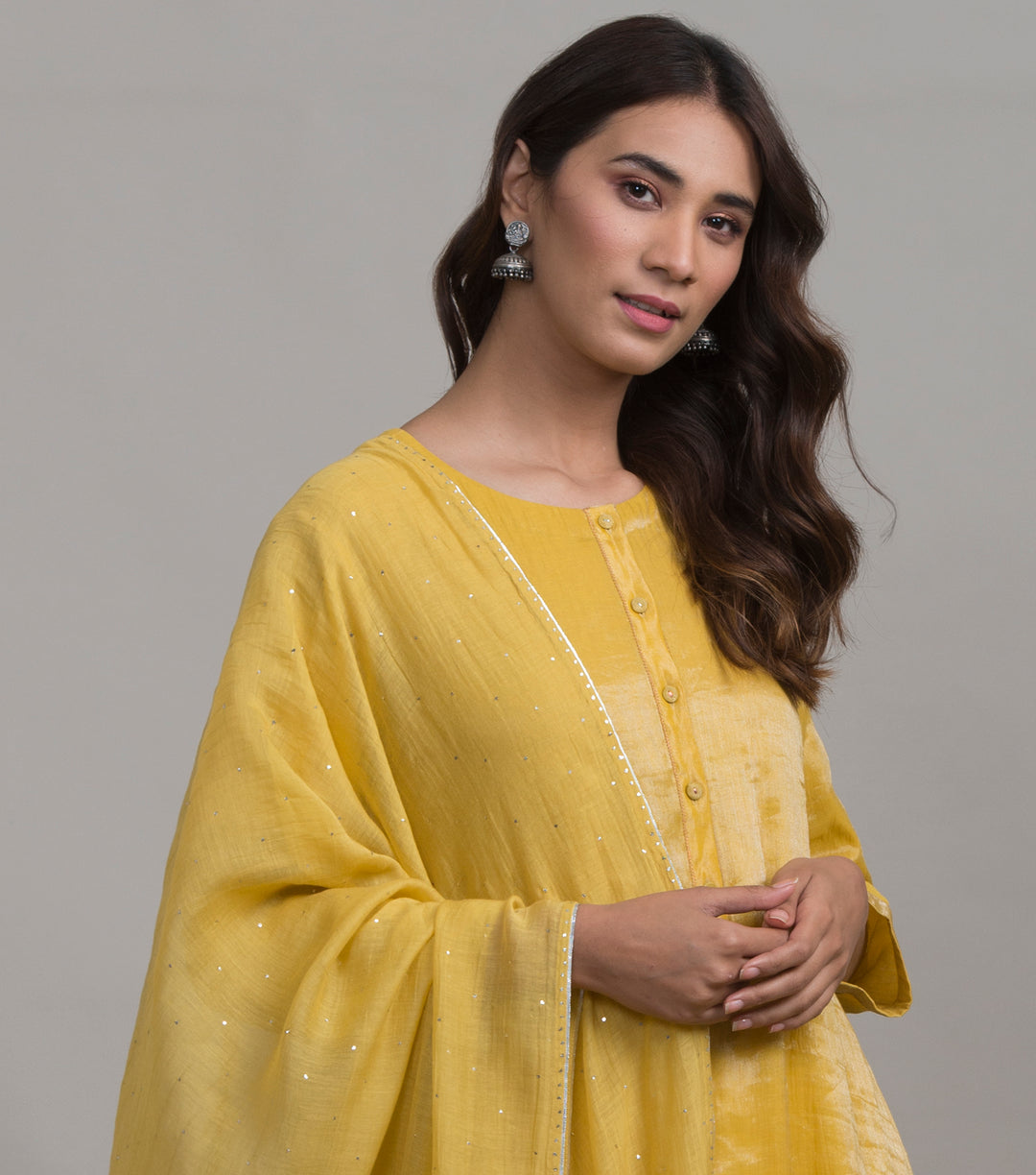 Yellow Mukaish Work Chanderi Dupatta