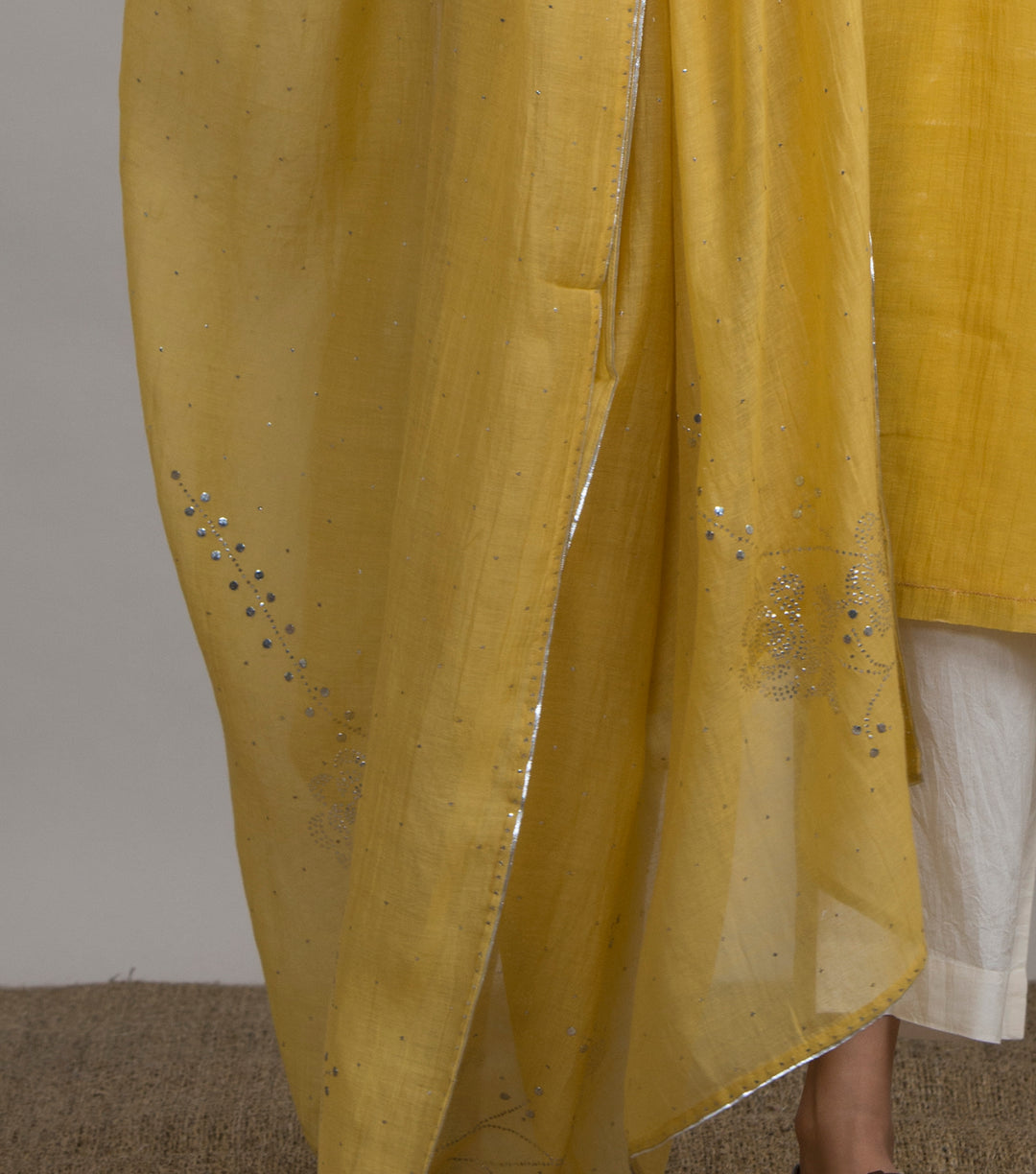 Yellow Mukaish Work Chanderi Dupatta