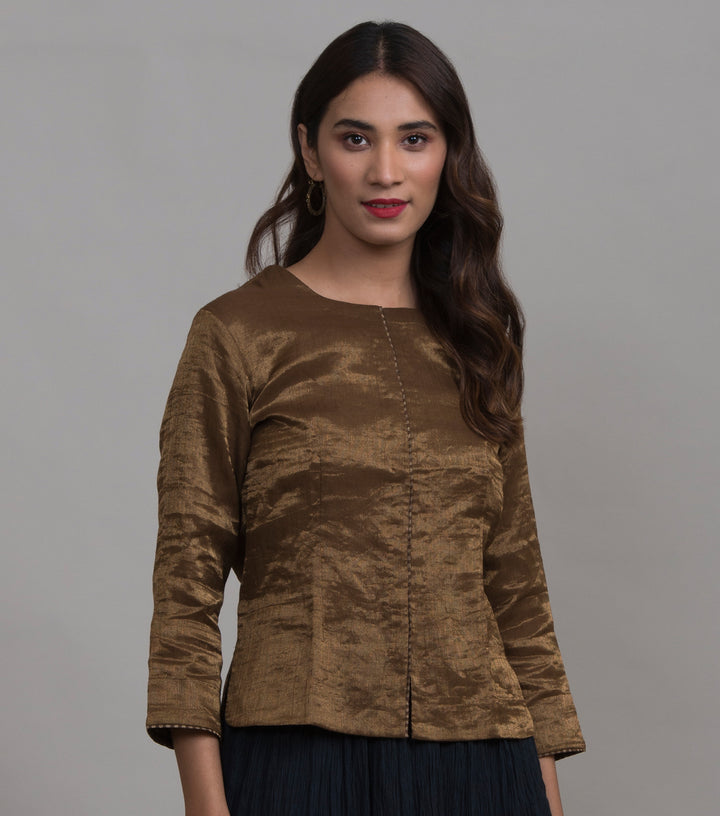 Copper tissue blouse