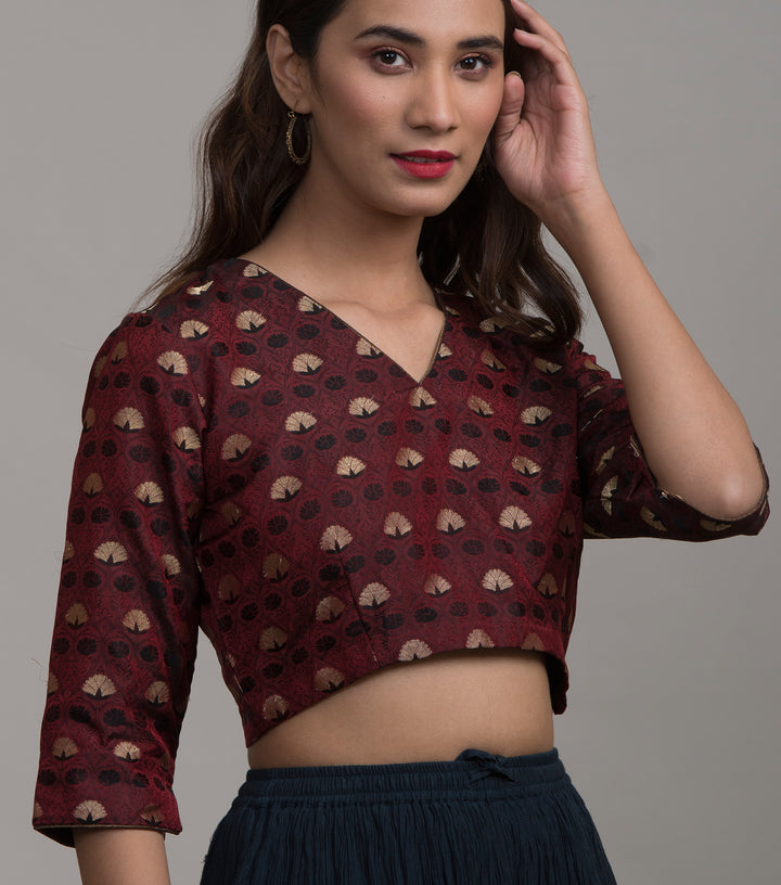 Maroon brocade blouse