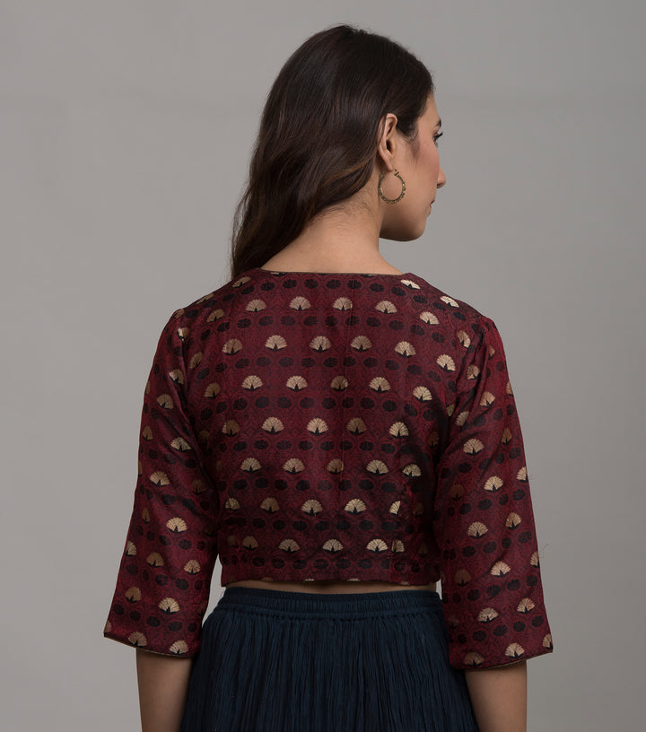 Maroon brocade blouse