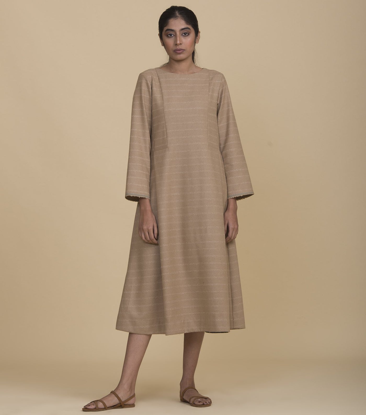 Beige Wool Long Dress