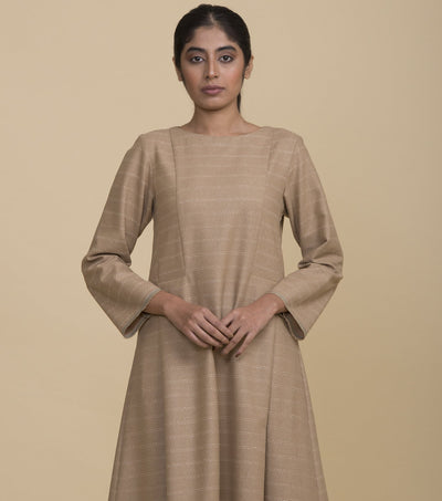 Beige Wool Long Dress