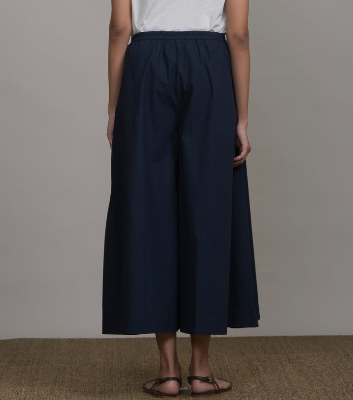 Blue cotton poplin flared pant