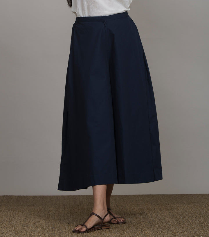 Blue cotton poplin flared pant