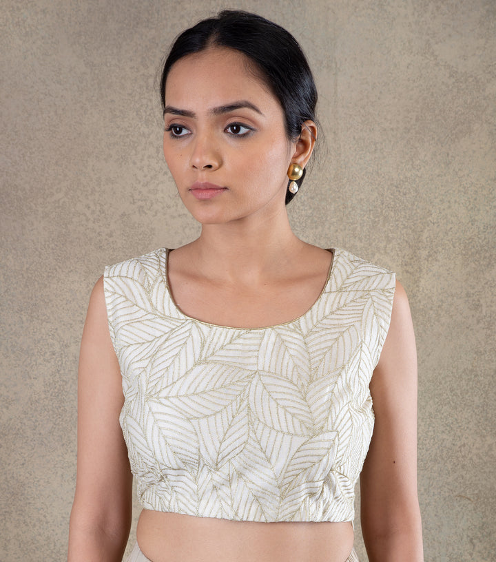 ivory Cotton silk embroidered Blouse