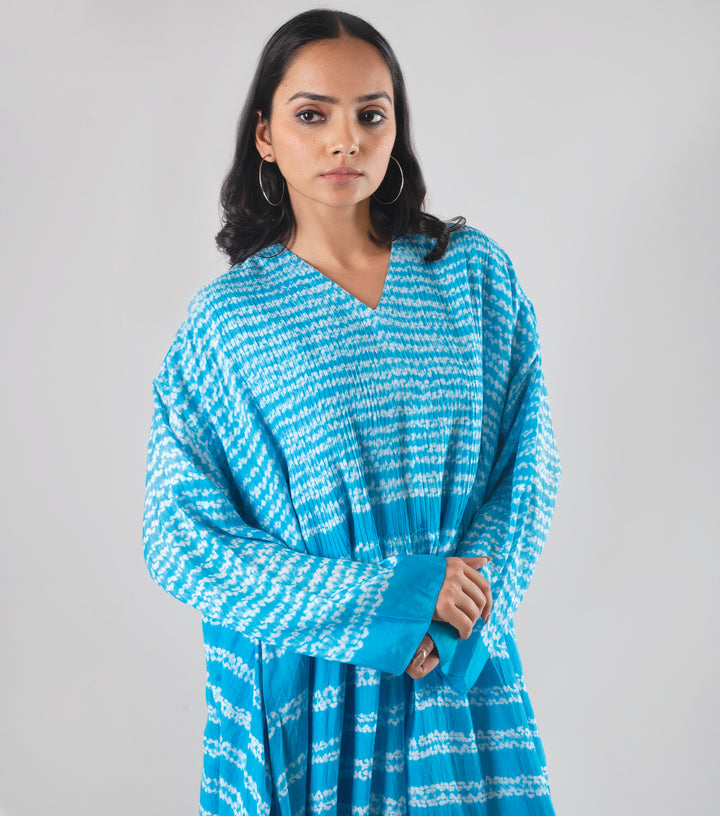 Blue Shibori Dye Viscose Kaftan