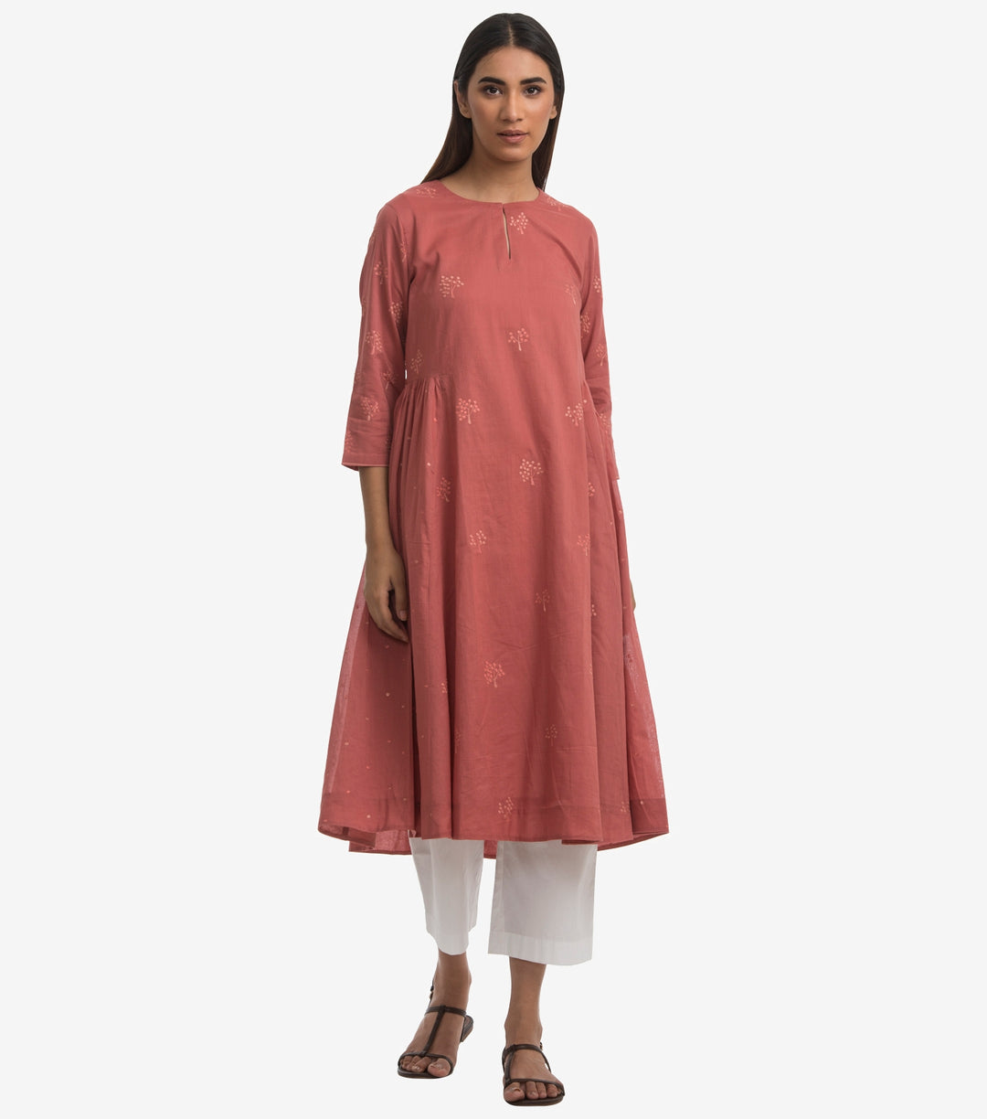 Peach Cotton Silk Kurta