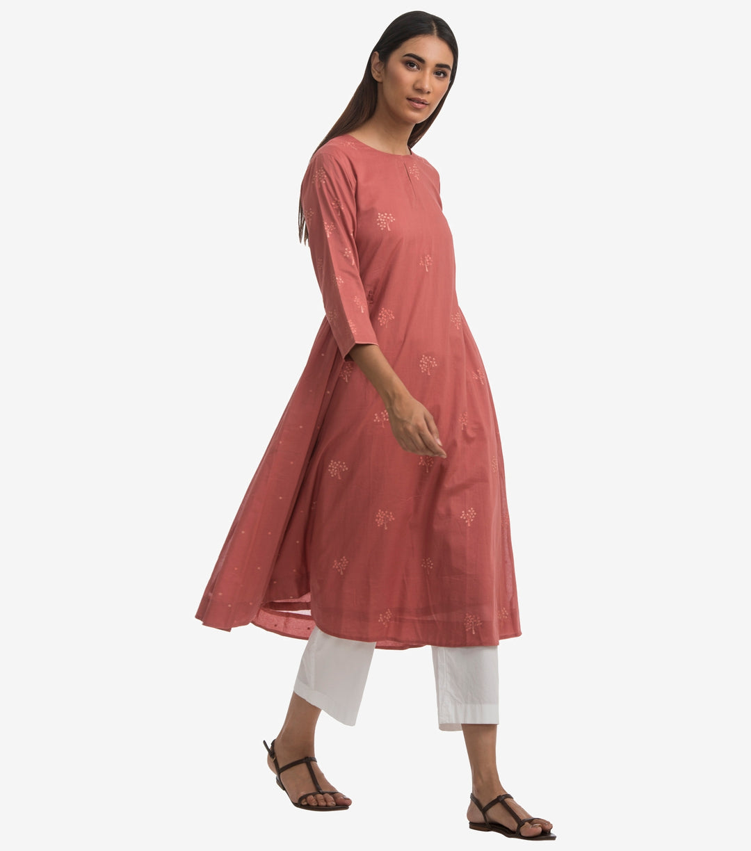 Peach Cotton Silk Kurta