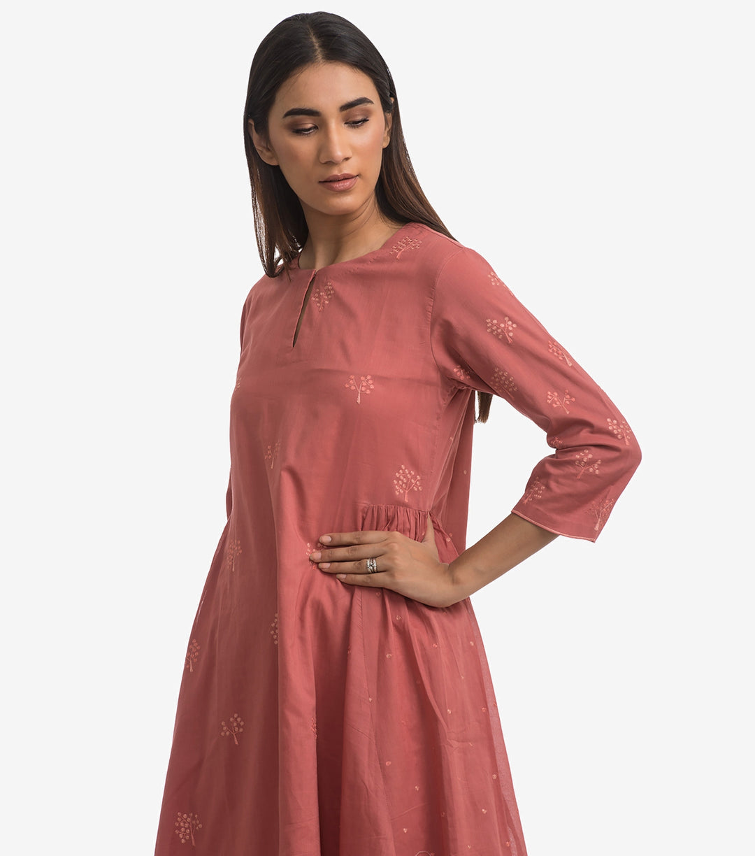 Peach Cotton Silk Kurta