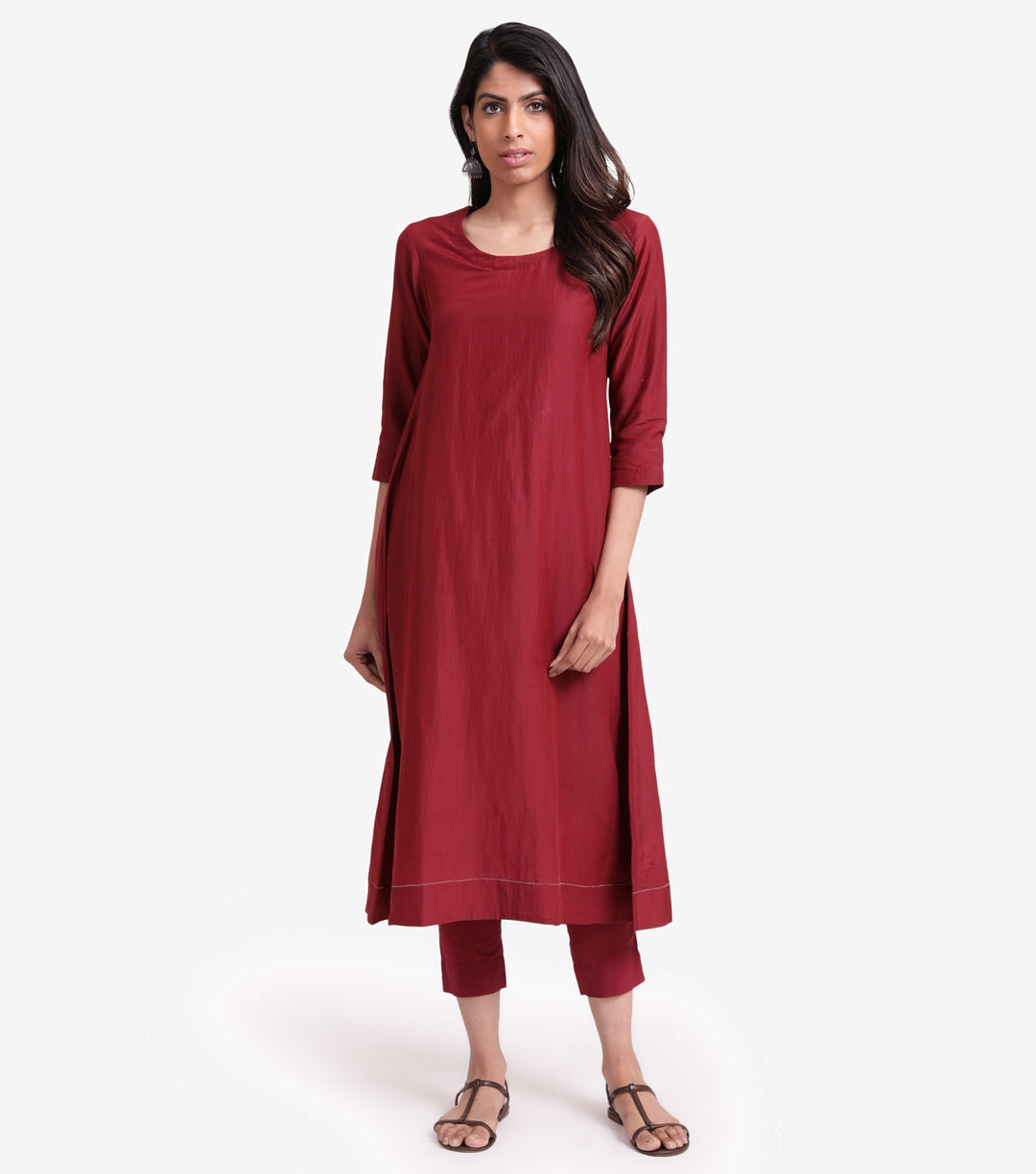 Maroon embroidered kurta set