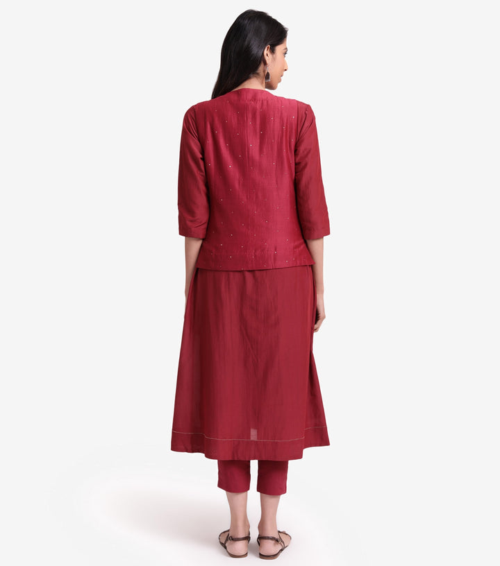 Maroon embroidered kurta set