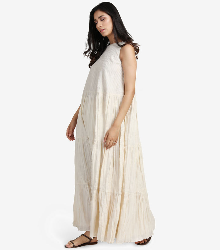 Natural Crinckled tier dress