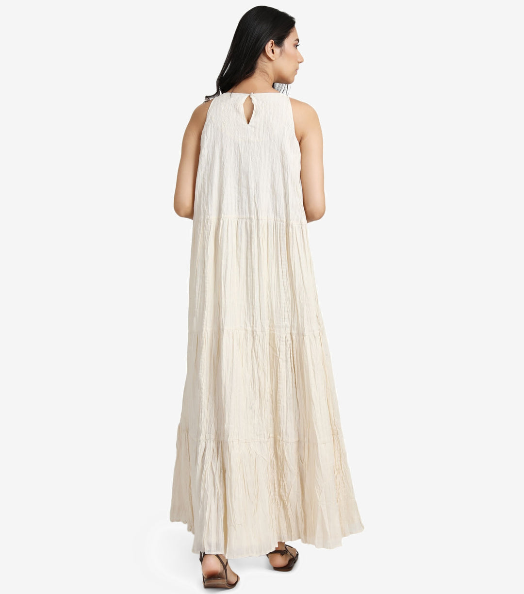 Natural Crinckled tier dress