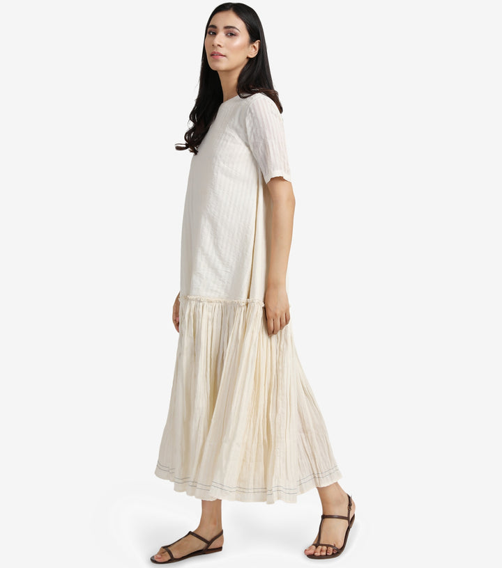 Natural flared cotton dress