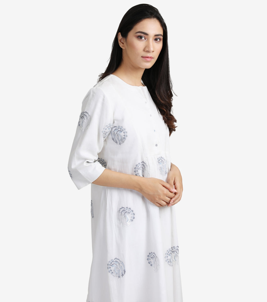 White embroidered cotton dress